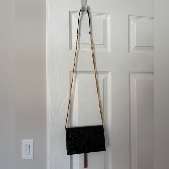 Yves Saint Laurent Black Crossbody Bag with Gold Accents - Picture 2 of 3